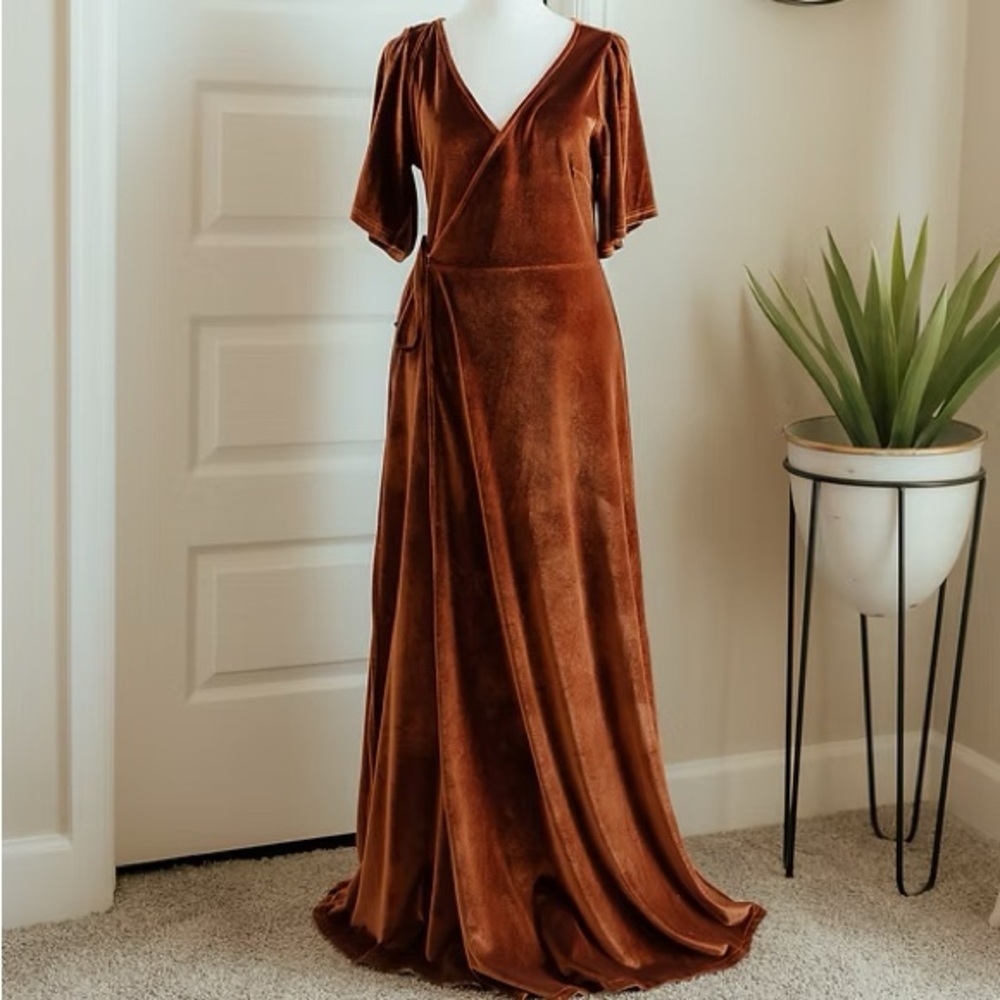 Baltic Born Rust Velvet Wrap Dress - WORN ONCE